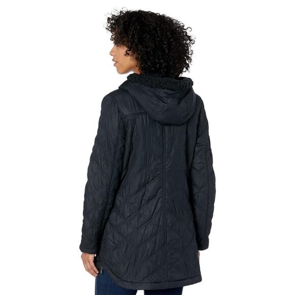 Prana Women's sz XS Esla Coat Black Fleece Quilted Comfort Parka Cozy Outdoors - Picture 11 of 12
